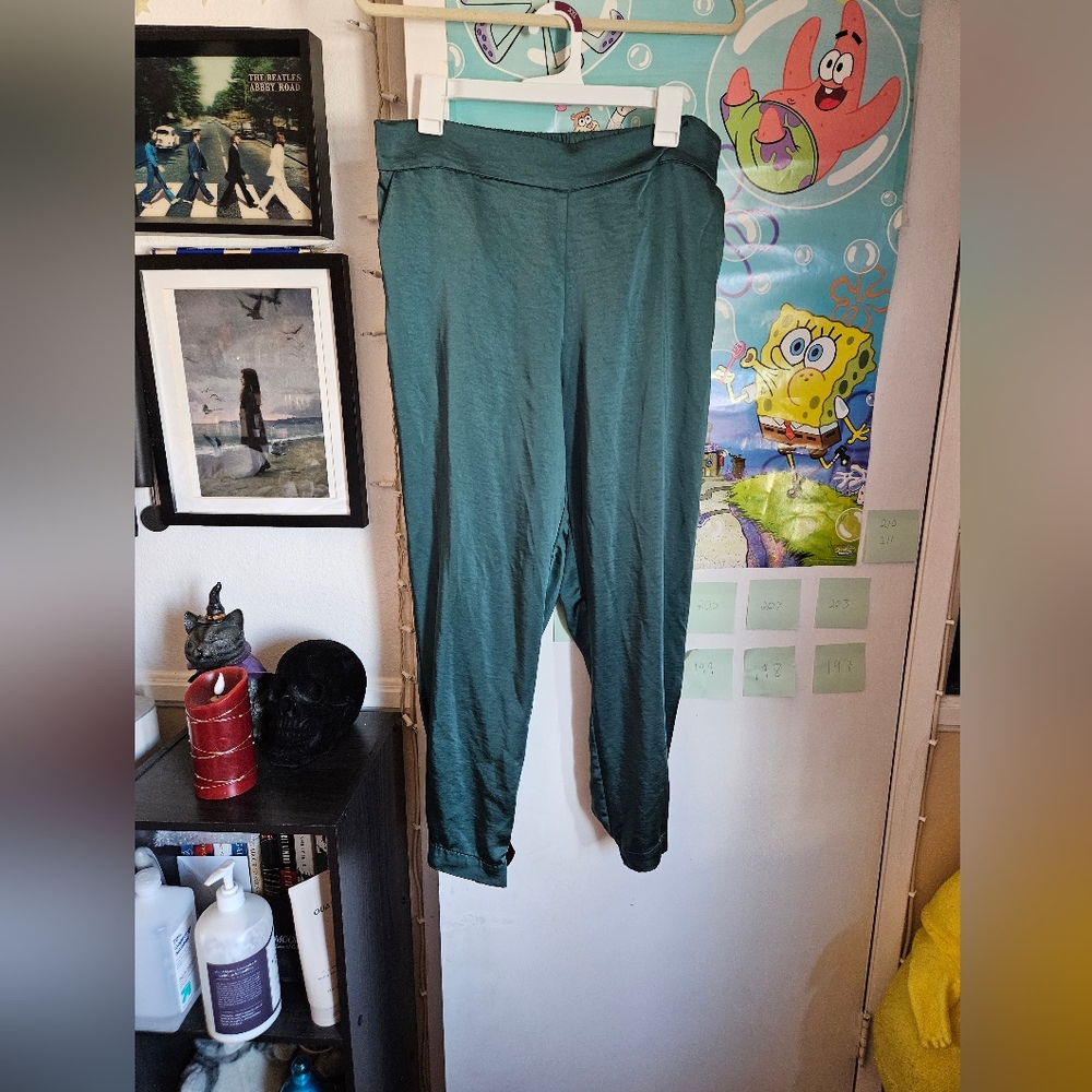 Green Satin Pants